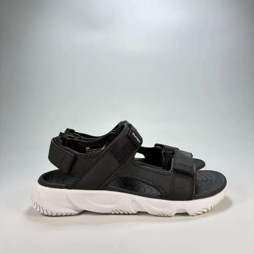 Hurley Black White Casual Comfort Adjustable Straps Sandals Men's Size 8M Casual